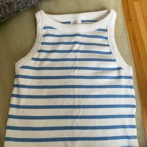 Girls Blue and White Striped Tank Top